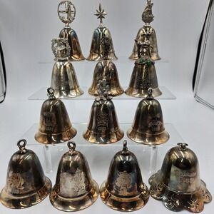 13 Lot of 80s Christmas Musical Silver Bells Reed & Barton Kirk Steiff Etched